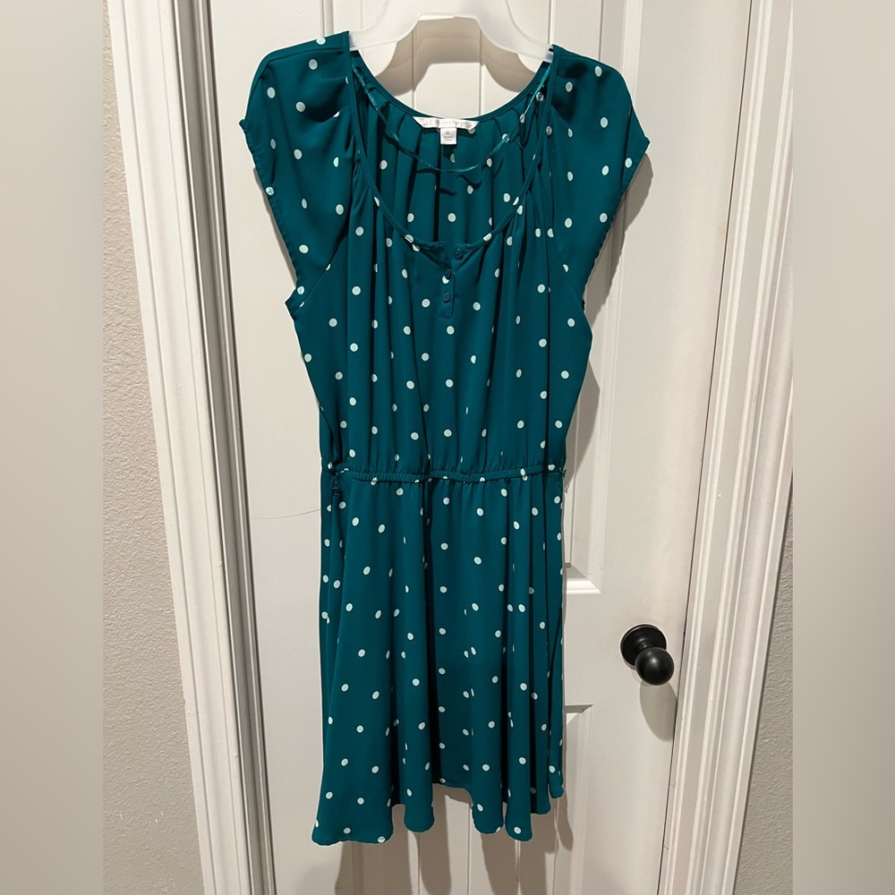 LC Lauren Conrad Teal blue green dress with White Dots women’s XL
